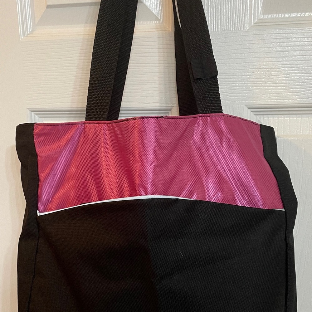 🦋Black and Pink Tote Bag 14x15”
